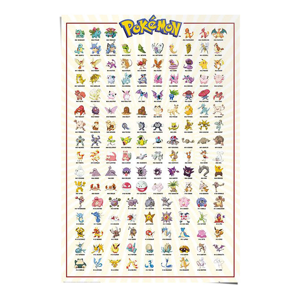 Poster Pokemon Kanto 51 - Papier - Gelb - 61 x 91,5 cm