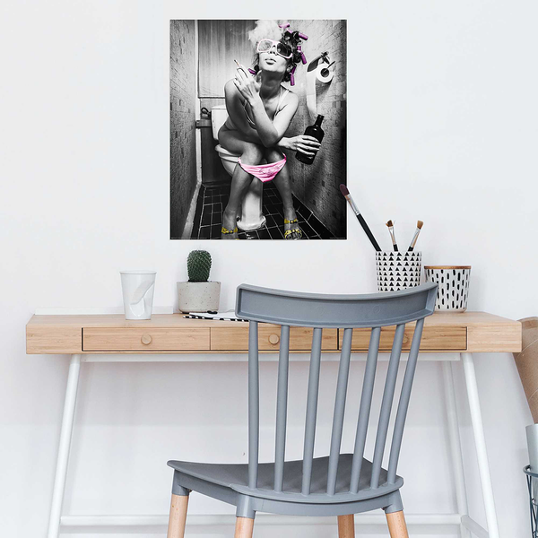 Poster Toilet Pic - Papier - Pink - 40 x 50 cm