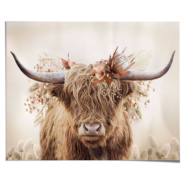Poster Floral Highlander - Papier - Beige - 40 x 50 cm