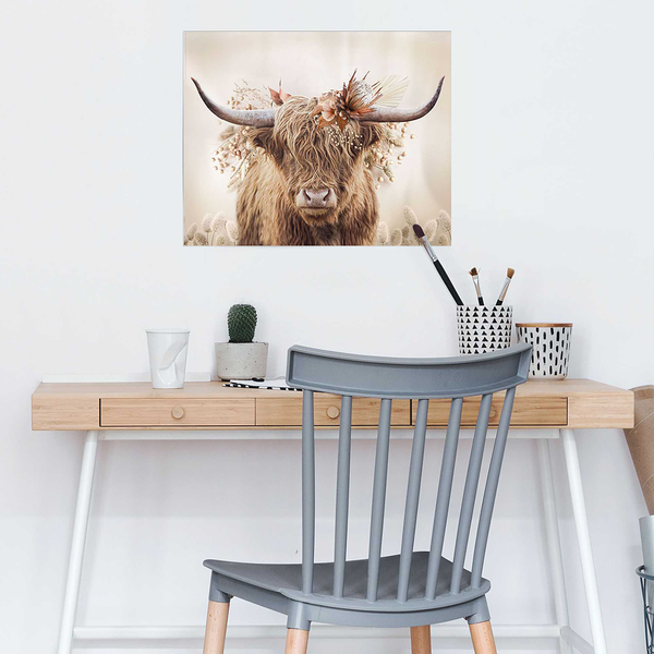 Poster Floral Highlander - Papier - Beige - 40 x 50 cm
