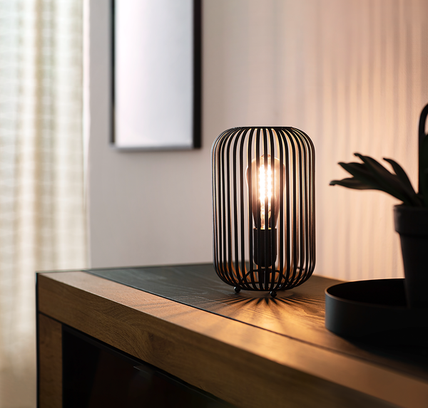 Tischleuchte Cage - Eisen - Schwarz - 1-flammig