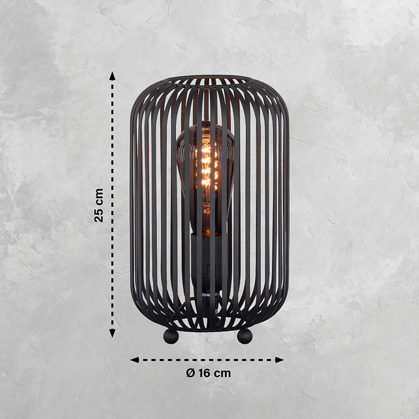 Tischleuchte Cage - Eisen - Schwarz - 1-flammig