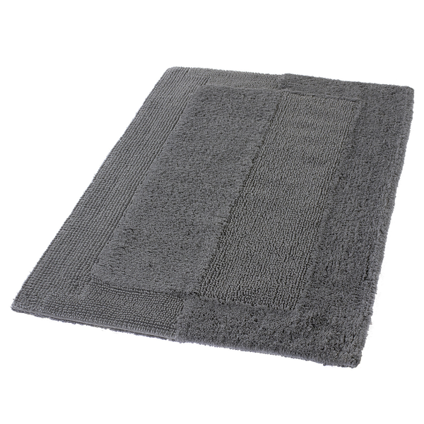 Badteppich Havanna - Baumwolle - Schiefergrau - 60 x 100 cm