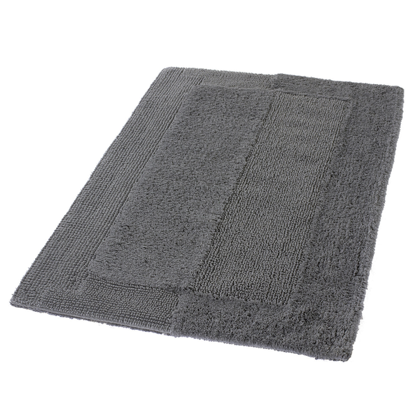Badteppich Havanna - Baumwolle - Schiefergrau - 70 x 120 cm