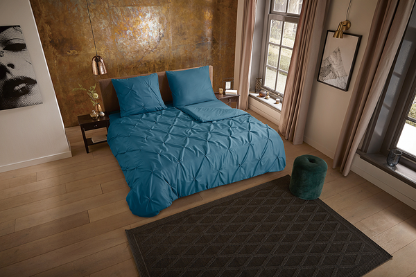 Microfaser Bettwäsche Elegance - Microfaser - Petrol - 135 x 200 cm + Kissen 80 x 80 cm