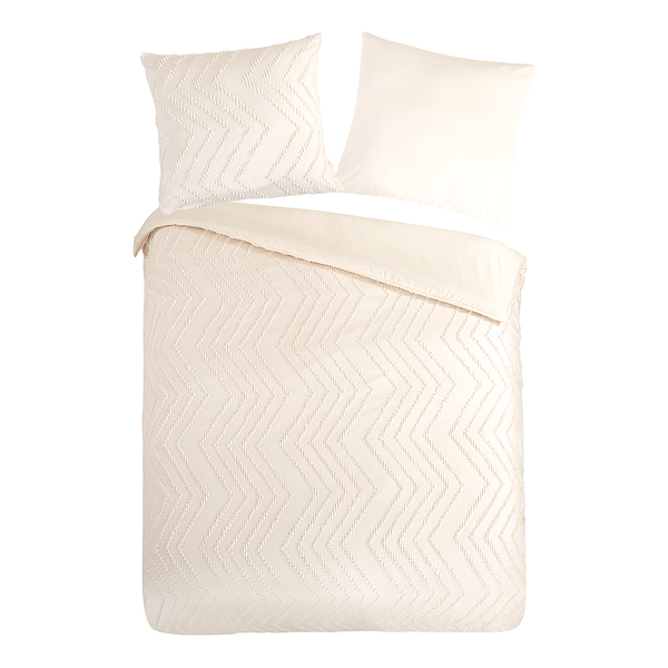 Microfaser Bettwäsche Zigzag - Microfaser - Creme - 155 x 220 cm + Kissen 80 x 80 cm
