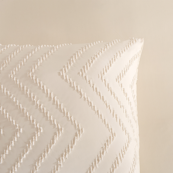 Microfaser Bettwäsche Zigzag - Microfaser - Creme - 155 x 220 cm + Kissen 80 x 80 cm