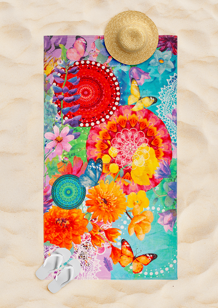 Strandtuch Vitori - Baumwolle - Violett - 100 x 180 cm