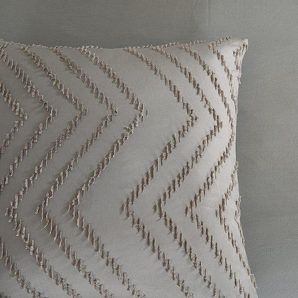 Microfaser Bettwäsche Zigzag - Microfaser - Taupe - 140 x 200/220 cm + Kissen 70 x 60 cm