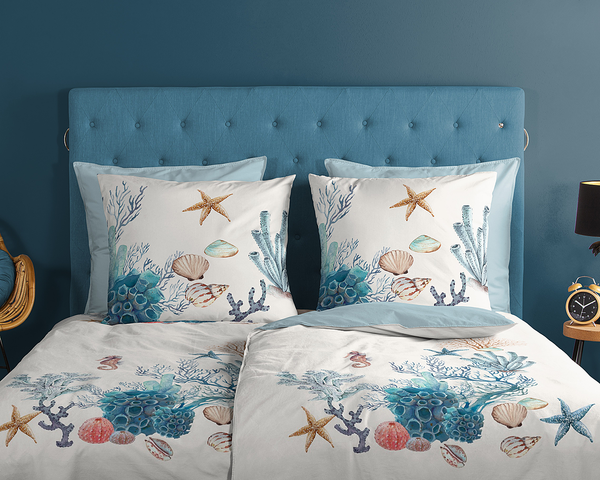 Renforcé Bettwäsche Reine - Renforcé - Blau - 200 x 200 cm + 2 Kissen 80 x 80 cm