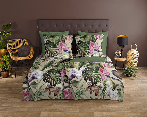 Renforcé Bettwäsche Irze - Renforcé - Grün - 155 x 220 cm + Kissen 80 x 80 cm