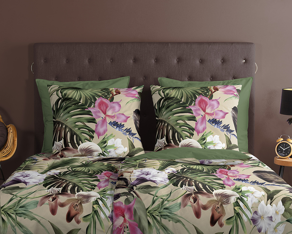 Renforcé Bettwäsche Irze - Renforcé - Grün - 155 x 220 cm + Kissen 80 x 80 cm