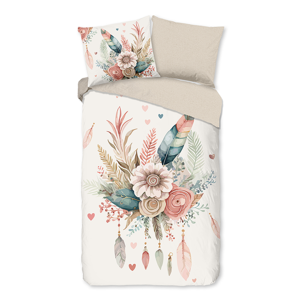 Renforcé Bettwäsche Videl - Renforcé - Ecru - 140 x 200/220 cm + Kissen 70 x 60 cm