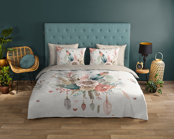 Renforcé Bettwäsche Videl - Renforcé - Ecru - 140 x 200/220 cm + Kissen 70 x 60 cm