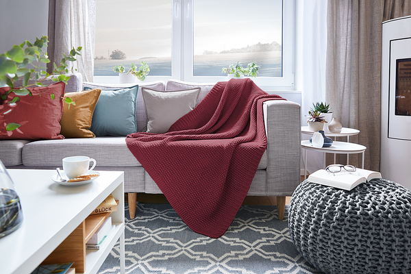 Strickdecke Viby - Polyester - 130 x 170 cm - Bordeaux