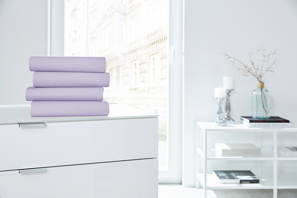 Boxspring-Elastan-Spannbettttuch - Baumwolle / Elastan - Lavendel - 190 x 200 cm