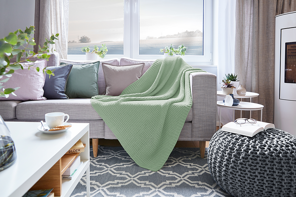 Strickdecke Viby - Polyester - 130 x 170 cm - Mintgrün