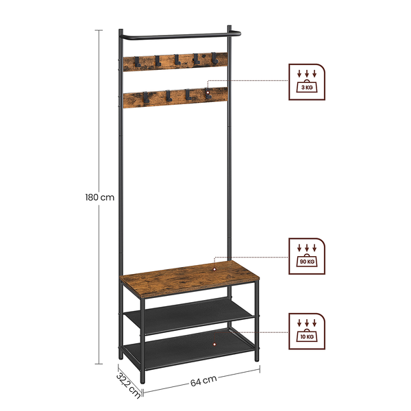 Kompaktgarderobe Zedawa - Dunkelbraun / Schwarz