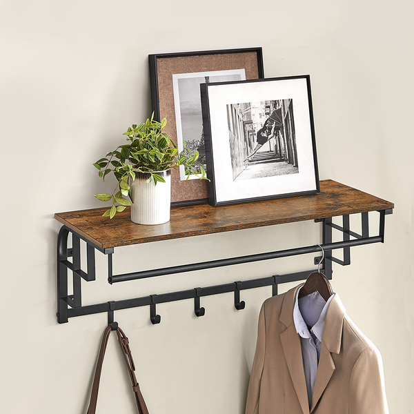 Wandgarderobe Montevallo 80 cm - Dunkelbraun / Schwarz
