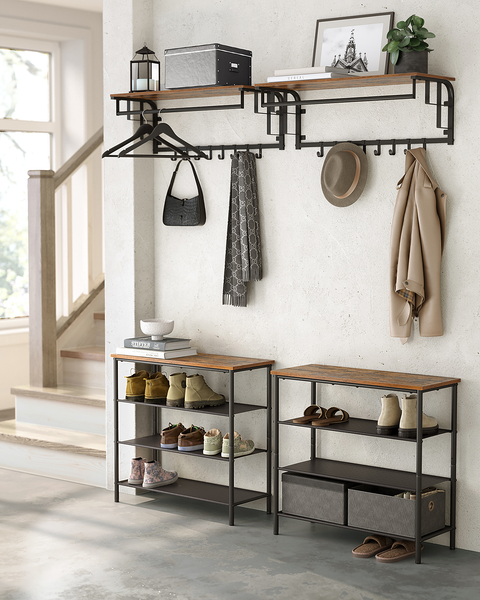 Wandgarderobe Montevallo 80 cm - Dunkelbraun / Schwarz