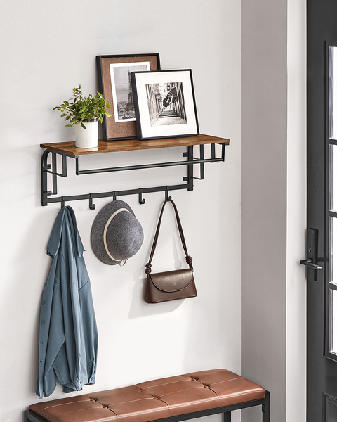 Wandgarderobe Montevallo 80 cm - Dunkelbraun / Schwarz