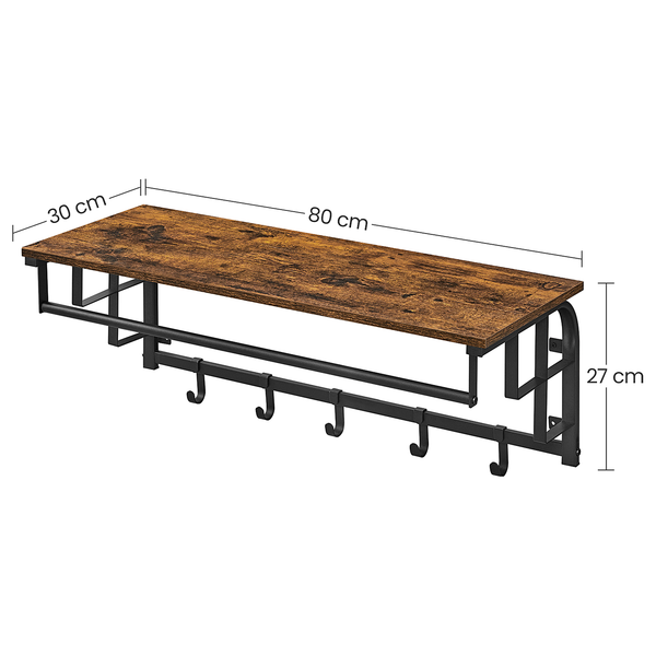 Wandgarderobe Montevallo 80 cm - Dunkelbraun / Schwarz