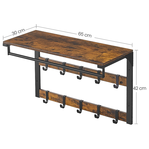 Wandgarderobe Zedawa Typ A - Dunkelbraun / Schwarz