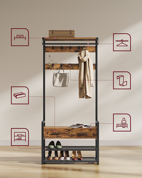Kompaktgarderobe Jovy - Dunkelbraun / Schwarz