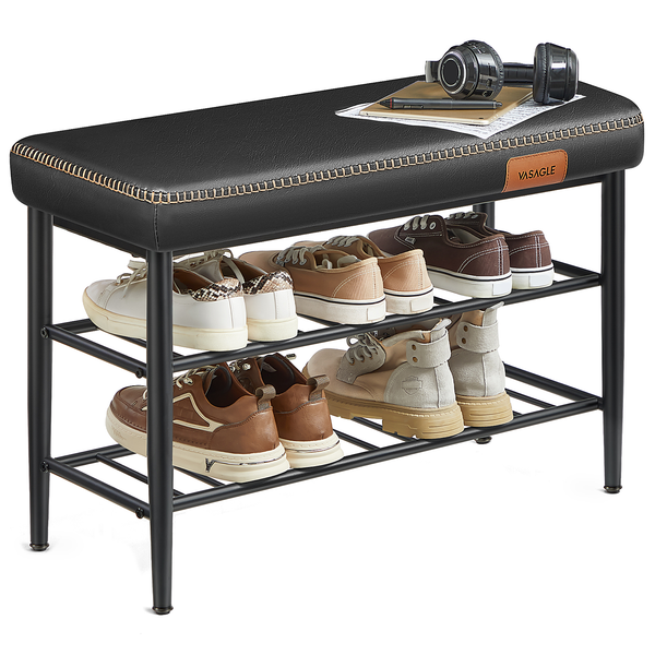 Schuhbank Rutuxo - Kunstleder / Metall - Schwarz
