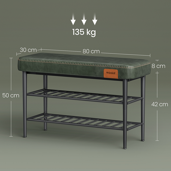 Schuhbank Rutuxo - Kunstleder / Metall - Dunkelgrün