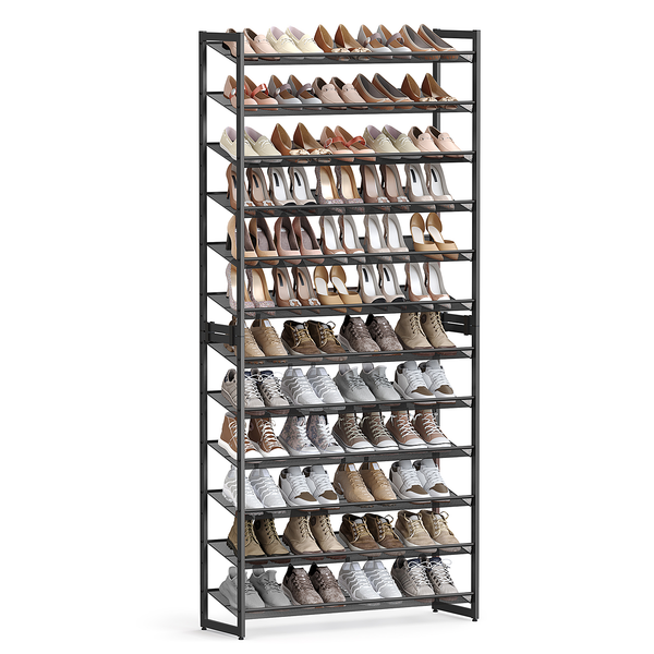 Schuhregal Heckfield II - Metall - Schwarz - Höhe: 221 cm