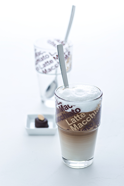 Kaffeeglas Solo 4-teilig - Klarglas / Edelstahl - Mehrfarbig - inklusive Löffel