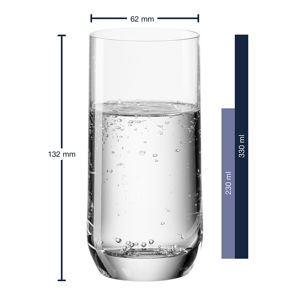 Trinkglas Daily 6er-Set - Kristallglas - Transparent - Fassungsvermögen: 0.33 L