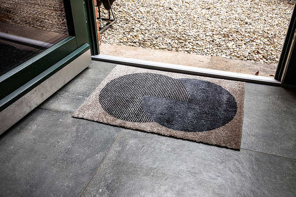 Fußmatte Manhattan Circle - Polyamid - Beige / Anthrazit - 67 x 100 cm