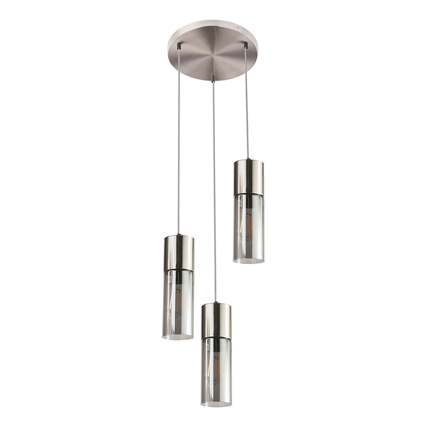 Pendelleuchte Annika Typ A - Farbglas / Eisen - 3-flammig - Silber