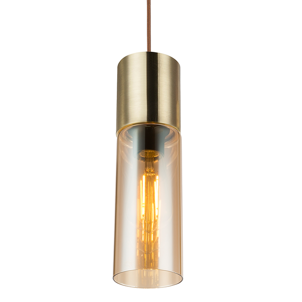 Pendelleuchte Annika Typ C - Farbglas / Eisen - 1-flammig - Messing