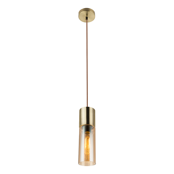Pendelleuchte Annika Typ C - Farbglas / Eisen - 1-flammig - Messing