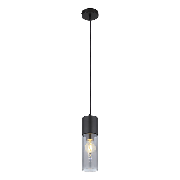 Pendelleuchte Annika Typ C - Farbglas / Eisen - 1-flammig - Schwarz