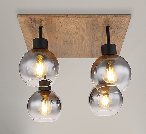 Deckenleuchte Moitas Typ A - Farbglas / Eisen - Flammenanzahl: 4