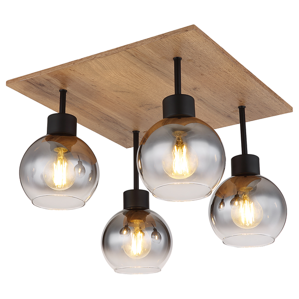 Deckenleuchte Moitas Typ A - Farbglas / Eisen - Flammenanzahl: 4