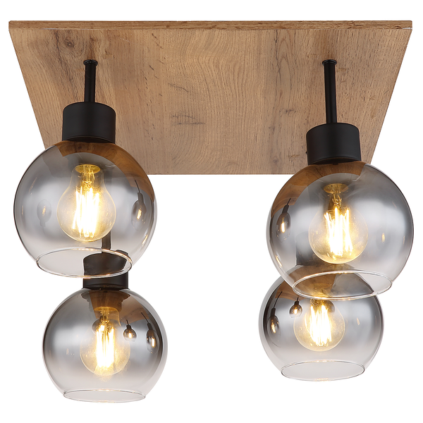 Deckenleuchte Moitas Typ A - Farbglas / Eisen - Flammenanzahl: 4