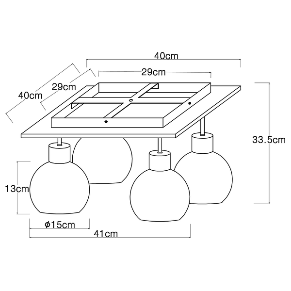 Deckenleuchte Moitas Typ A - Farbglas / Eisen - Flammenanzahl: 4
