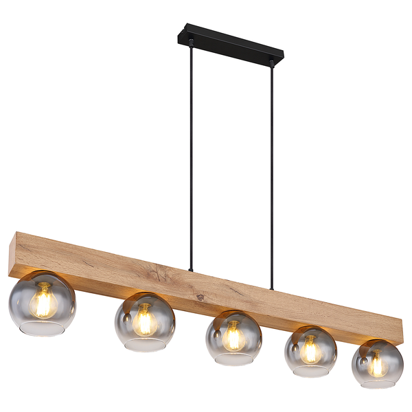 Pendelleuchte Moitas Typ B - Farbglas / Eisen - Flammenanzahl: 5