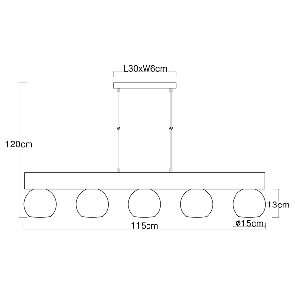 Pendelleuchte Moitas Typ B - Farbglas / Eisen - Flammenanzahl: 5