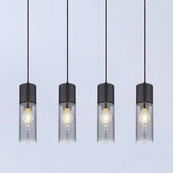 Pendelleuchte Annika Typ B - Farbglas / Eisen - 4-flammig