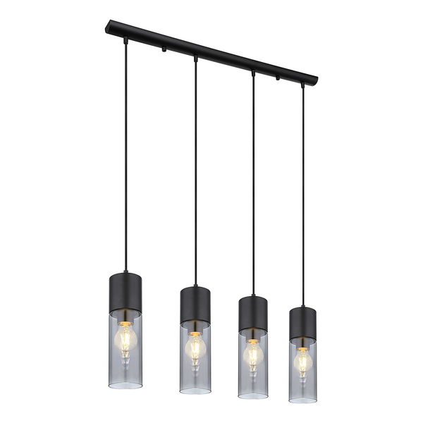 Pendelleuchte Annika Typ B - Farbglas / Eisen - 4-flammig