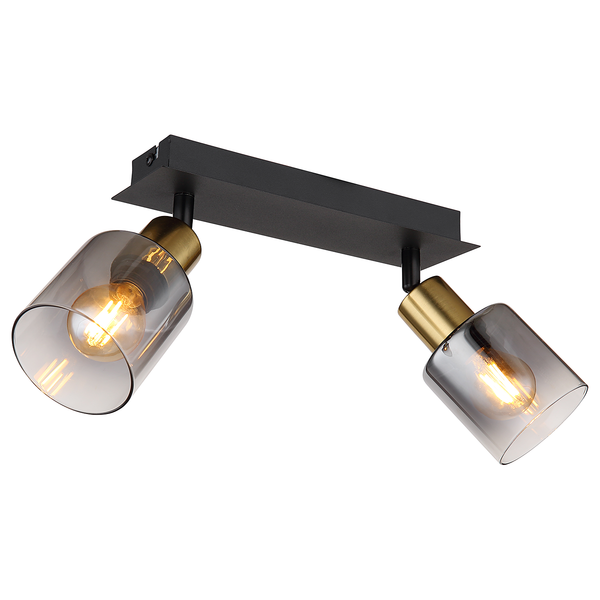 Deckenleuchte Hollsy - Farbglas / Eisen - Flammenanzahl: 2