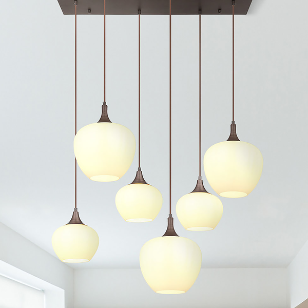 Pendelleuchte Maxy Typ B - Opalglas / Eisen - 6-flammig