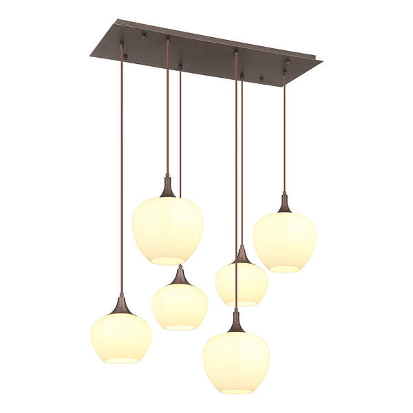 Pendelleuchte Maxy Typ B - Opalglas / Eisen - 6-flammig