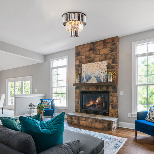 Deckenleuchte Naxis - Farbglas / Eisen - 3-flammig